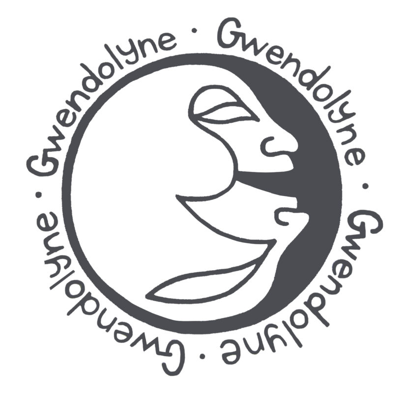 black and white line art of gwendolyne two face logo